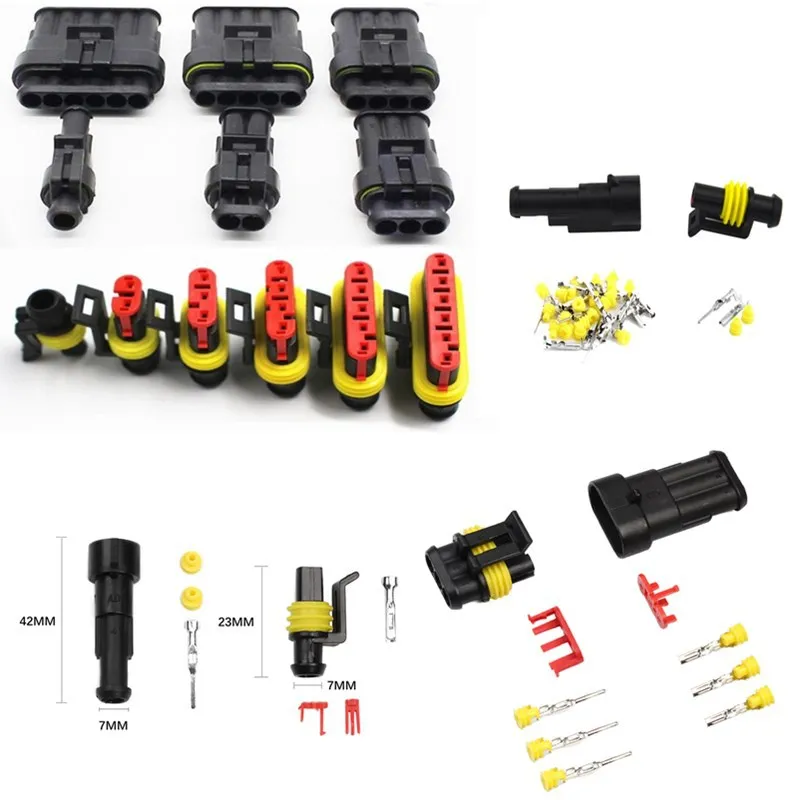 HID Connector 43Sets/708PCS 1-6Pins Way Car Sealed Waterproof Electrical Wire Plug Kit Car Accessories HID lights connector