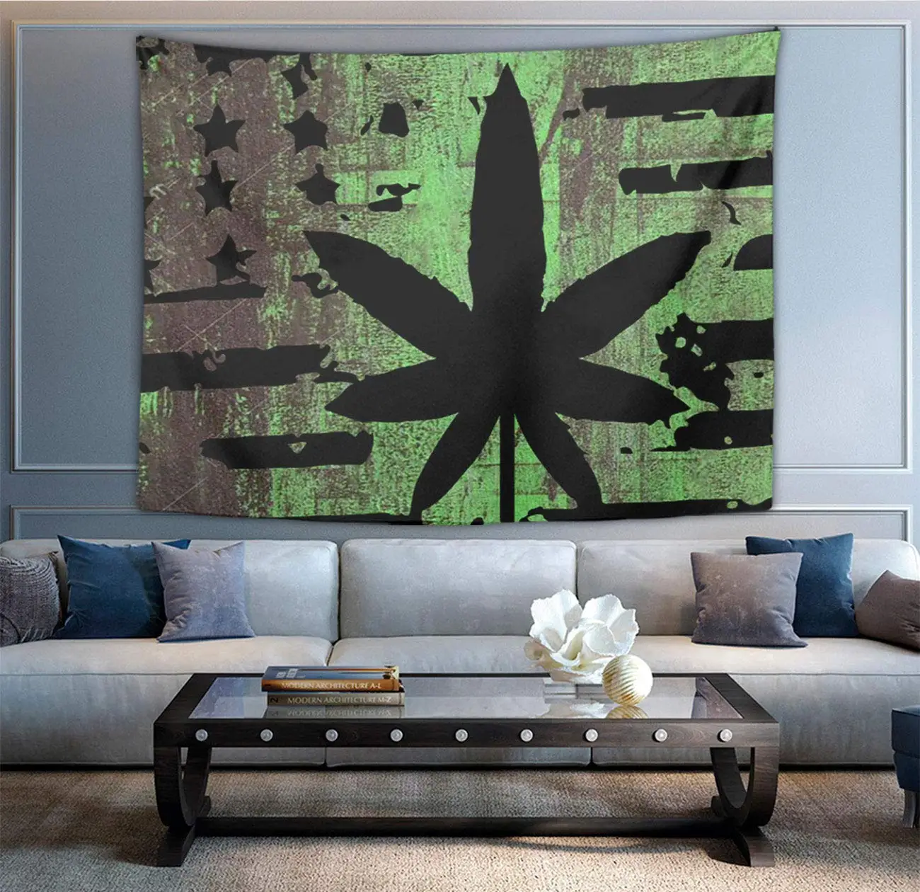 

Weed Painting American USA Flag Black Wall Hanging