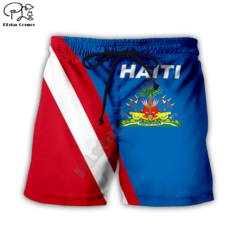 

Men Summer Haiti Caribbean Sea Casual Shorts 3d Printed Quick Dry Funny Board Shorts Elastic Waist drop shipping