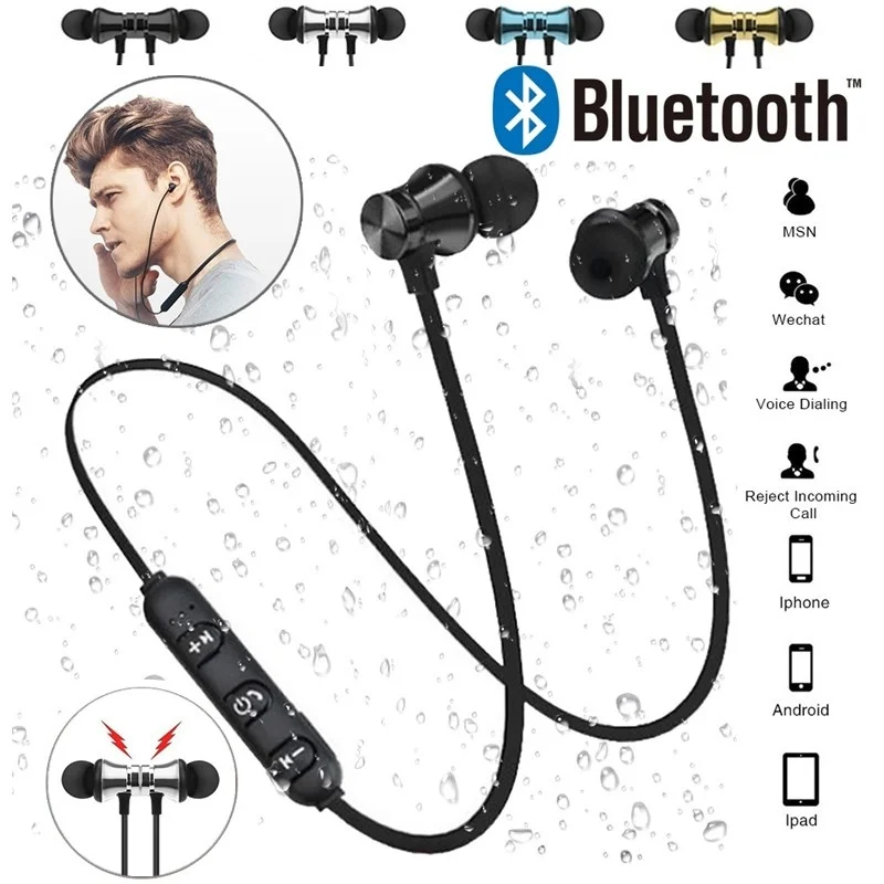 Bluetooth наушники с микрофоном беспроводные защитой от пота музыкальная гарнитура