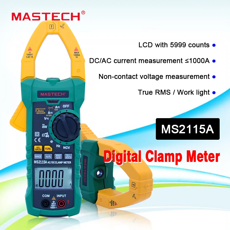 Цифровой токоизмерительный Мультиметр MASTECH MS2115A AC/DC 1000A|meter multimeter|multimeter measureclamp meter