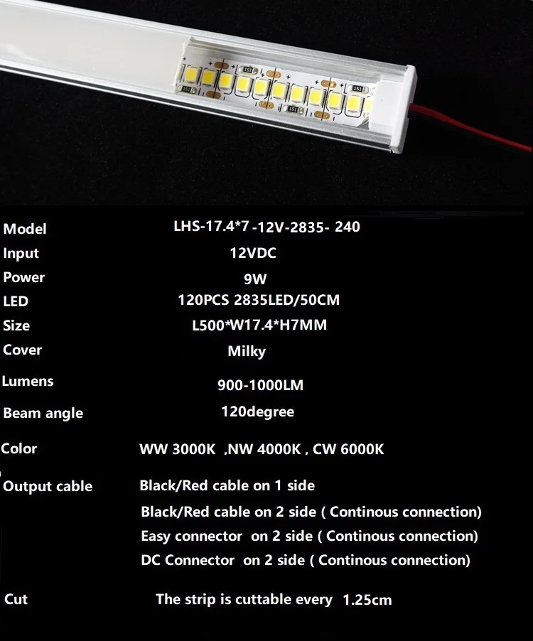 5 шт./лот 12VDC 20 дюймов светодиодный барный шкаф светильник, 2835 60 120/240 светодиодный на метр плоский U Профиль СВЕТОДИОДНЫЙ жесткий полосу, 2 Вт/6 Вт/9 Вт диод Невидимый