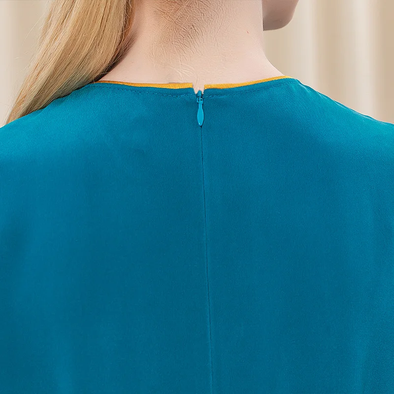 VOA Heavyweight Silk 30 at mi qing Blue round Neck