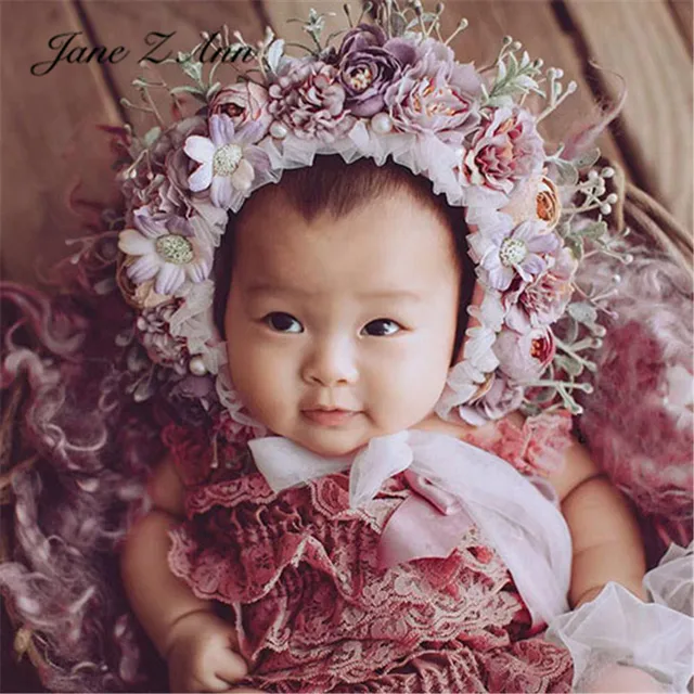 Jane Z Ann Cute Flowers Berries newborn 100 days 1 year  adult Children studio shooting  Pose Props Flowers Hat multi-colors 1
