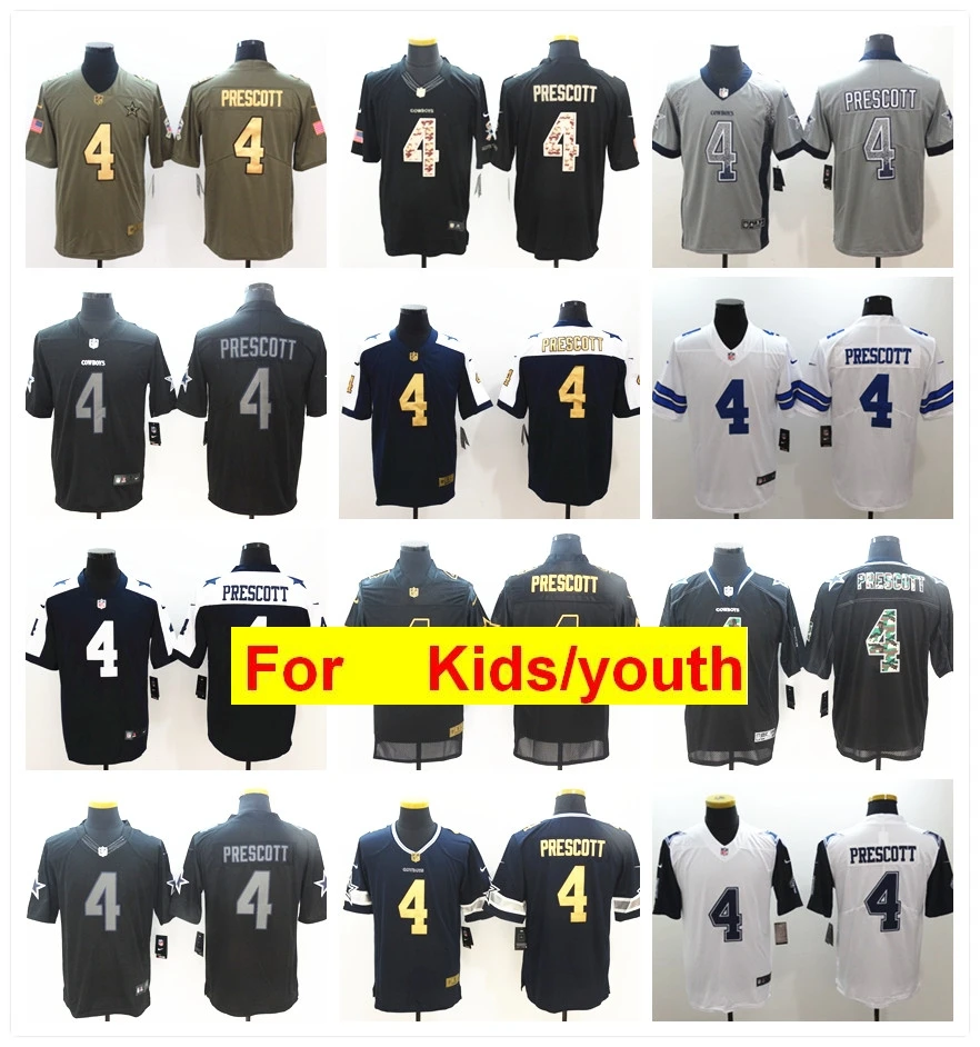 Youth Dallas#4 дак Прескотт игра Цвет пик футбольные майки