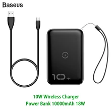 Baseus 10000mAh power Bank Qi Беспроводное зарядное устройство Портативный внешний аккумулятор PD Быстрая зарядка портативный внешний аккумулятор зарядное устройство для телефона