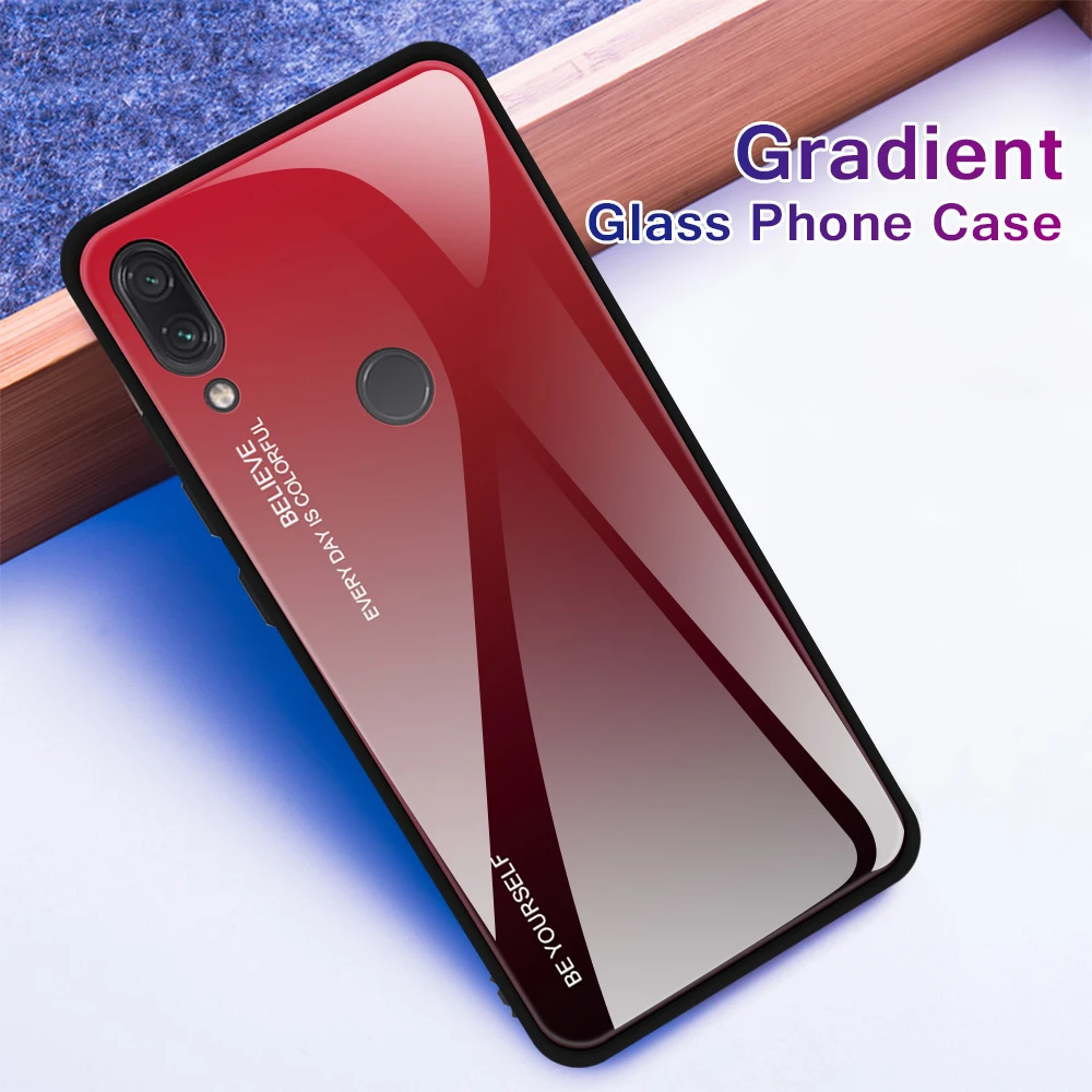 

New Cool Gradient Tempered Glass Case For Xiaomi Redmi Note 7 Pro Note 8 Case Colorful Phone Cover for Redmi Note 8 Pro Capa