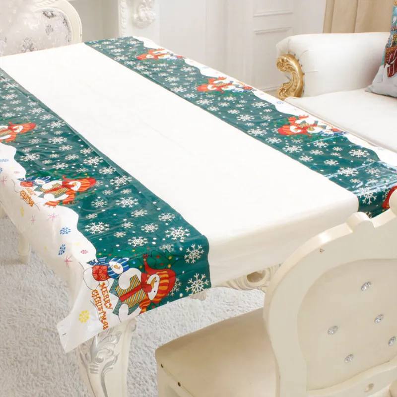 

Cartoon Christmas Tablecloth PVC Dustproof Table Cover Xmas Thanksgiving Dinner Table mat tableware pad Home Party decorations