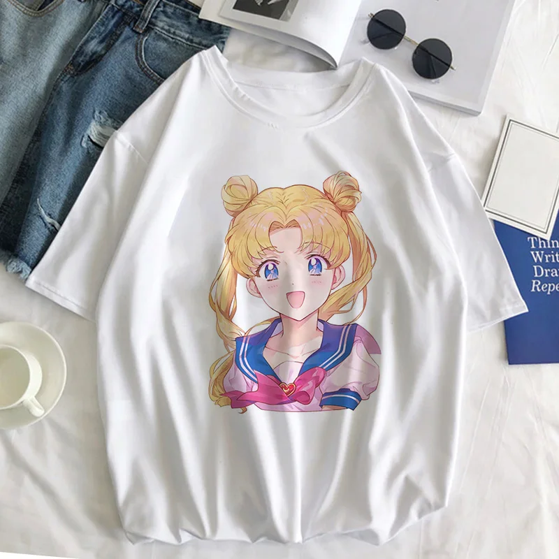 Sailor Moon Cat Футболка женская летняя Kawaii стильная одежда Harajuku футболка Ulzzang Повседневная футболка с коротким рукавом женская футболка - Цвет: 2869