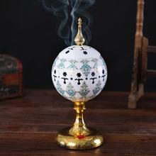 1 шт. полый узор керамические Благовония горелки портативный фарфор курильница купол исламский стиль с гнездом для украшения дома и офиса