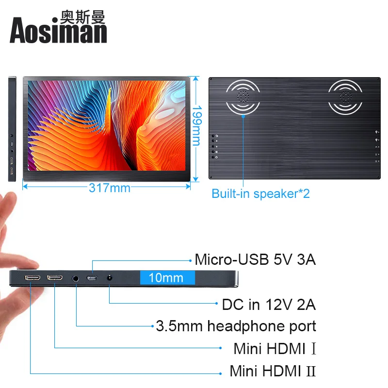13,3 дюймов 2k ips портативный монитор для ноутбука и игр HDMI светодиодный дисплей для компьютера PC PS4 Xbox камера 2560x1440 13,3"