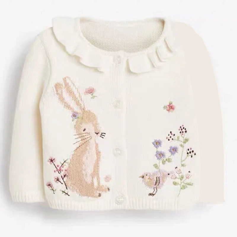 Kids Sweater Little maven Girls Cotton Sweatshirt Lovely Pink Rabbit With Little Chicks Autumn Outfit For 2 to 7year
