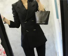 ^#Cheap Women's suit pants suit Autumn Korean Slim Double-Breasted Long Sleeve Blazer Casual nine-pants two-piece suit 2019 ^#Cheap Women's suit pants suit Autumn Korean Slim Double-Breasted Long Sleeve Blazer Casual nine-pants two-piece suit 2019