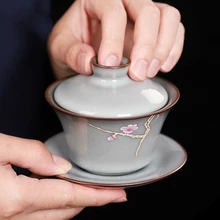 Ручная роспись миска гайвань чайная супница чайная чашка кунг-фу ручной Чайник Ретро керамическая чашка для чая Sancai cup