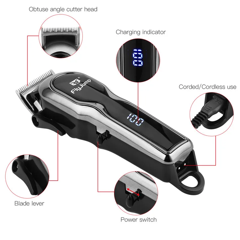 Máquina de Cortar Aparador de Cabelo Máquina de Corte de Cabelo Profissional Barbeiro Cabelo Homem Recarregável Poderoso Elétrico Lcd Adultos Crianças 49 15 High Quality Eletrodomésticos