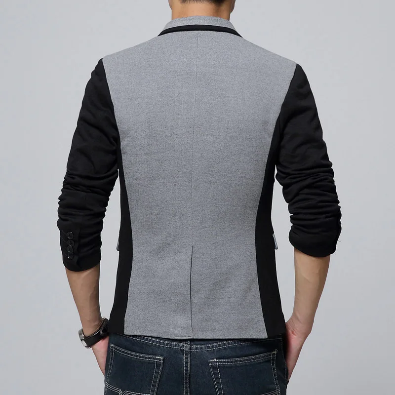

Autumn Fashion Suit Jacket Men Tops Mixed Color Slim Single Button Casual Business Blazer Jaqueta Pocket Male Coats Plus Size