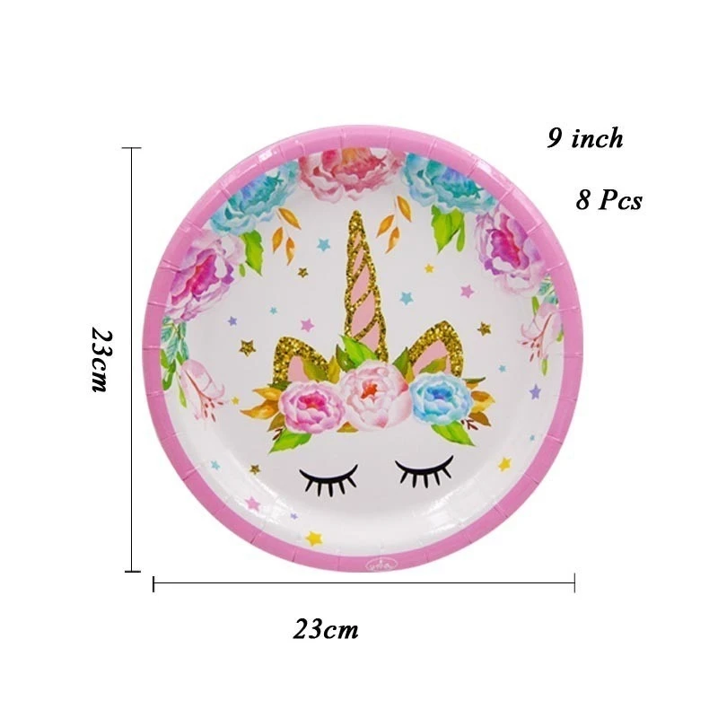 8 PCS Plates 9inch Микки Маус тема одноразовая посуда наборы бумажные тарелки и стаканы вечерние поставки вечерние баннер Свадебные/детский наряд в качестве подарка на день рождения бассейн вечерние украшения - Color: 8 PCS Plates 9inch