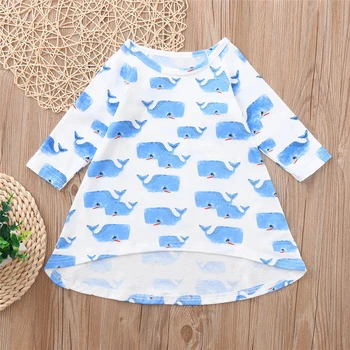 

Infant Baby Girls Dress Newborns Cartoon Whale Printed Long Sleeve Princess Dresses Toddler Kid Autumn Casual Clothes 6-24M A20