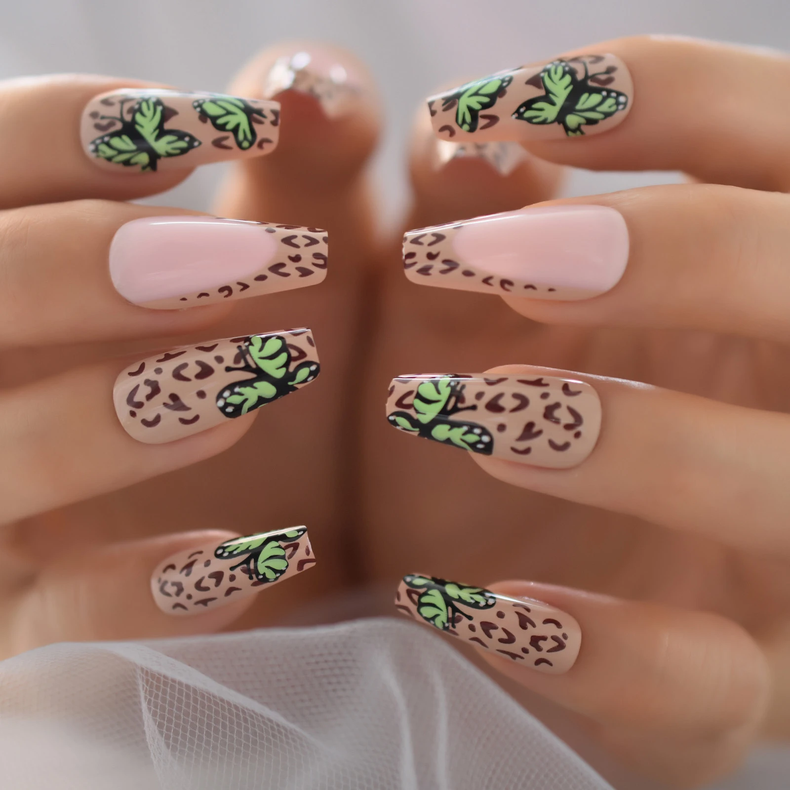 Coffin Butterfly Press On Nails With Design In Long Length Ballerina False  Nails Set European And American Nail Art Tips Acrylic - False Nails -  AliExpress
