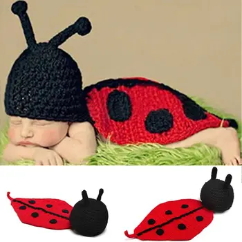 

Fashion Unisex Newborn Boy Girl Crochet Knitted Baby Outfits Costume Set Photography Photo Prop-Beetle +Gift pattern send ran