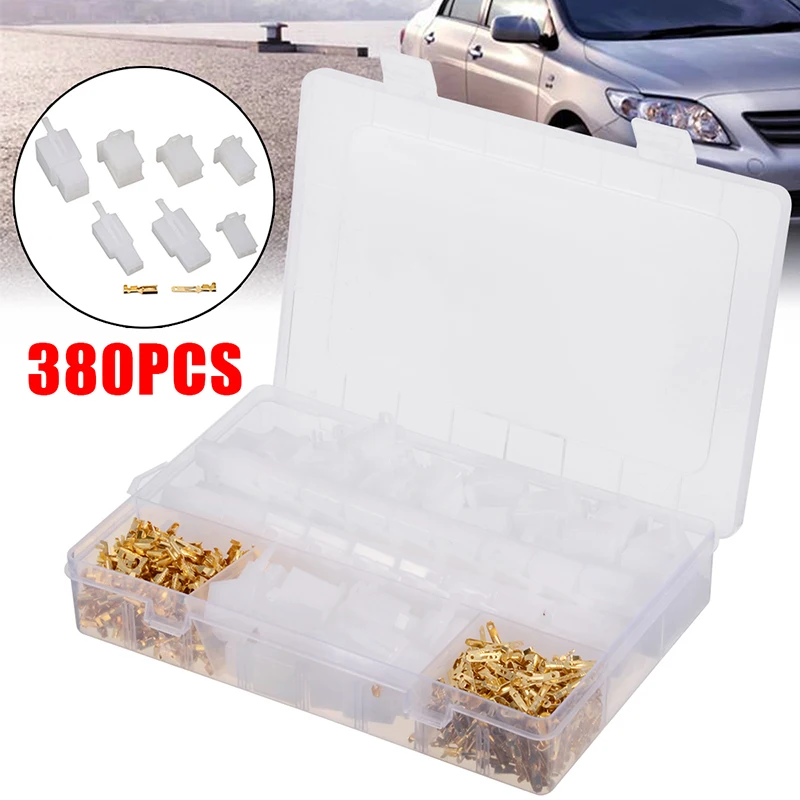 380Pcs/set Practical Car Electrical 2.8mm 2 3 4 6 Pin Wire Terminal Connector Fixed Hook Male Female Terminals Kit