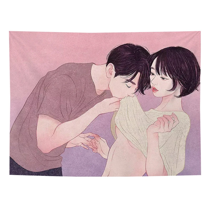 

Couple in Love Girl Tapestry Wall Hanging Aesthetic Trippy Hippie Tapestries Beach Towel Shawl Throw Sheet Home Room Decor