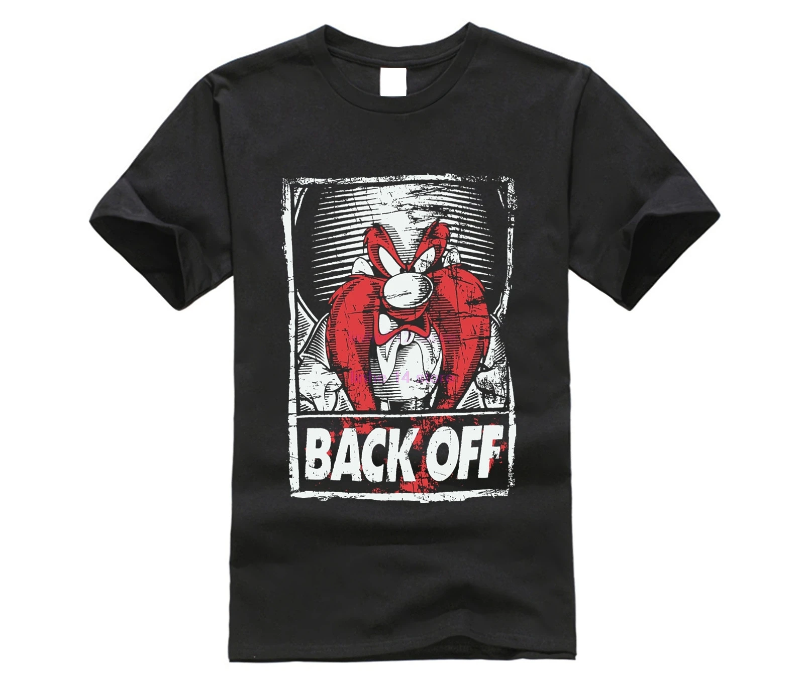 Looney Tunes Yosemite Sam Back Off Distressed Graphic Tee Black Tshirt Printed Men T-Shirt Short Sleeve Funny Shirts | Мужская одежда