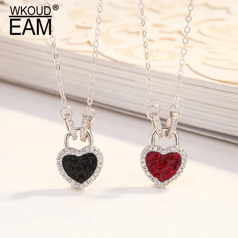 

WKOUD EAM Women Charm Jewelry 2019 New Pendant Necklace Female Fashion Accessories Party Gift Pure Silver Heart Choker ZJ039