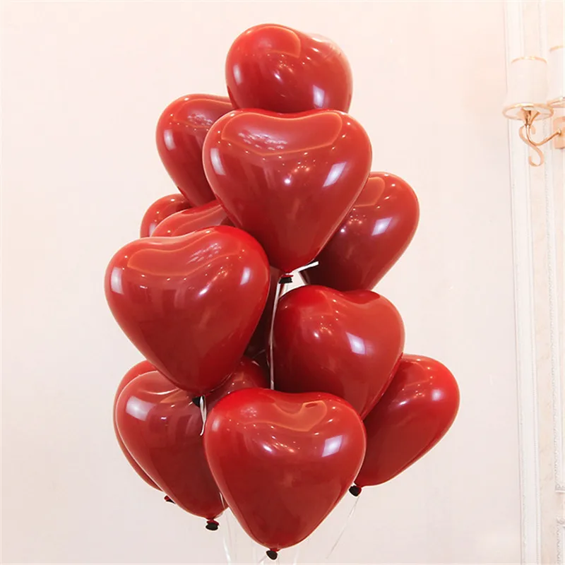50 Pcs/Pkg Red Pomegranate Balloon Heart-Shaped Christmas 2020 Decoration Balloons Inflatabl Romantic Wedding | Дом и сад