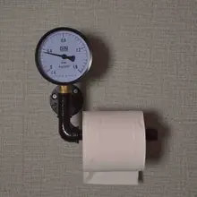 1X Paper Roll Holder Wall Mounted Rustic Pipe Metal Iron Art Toilet Paper Roll Holder Rack Bathroom Orginazer