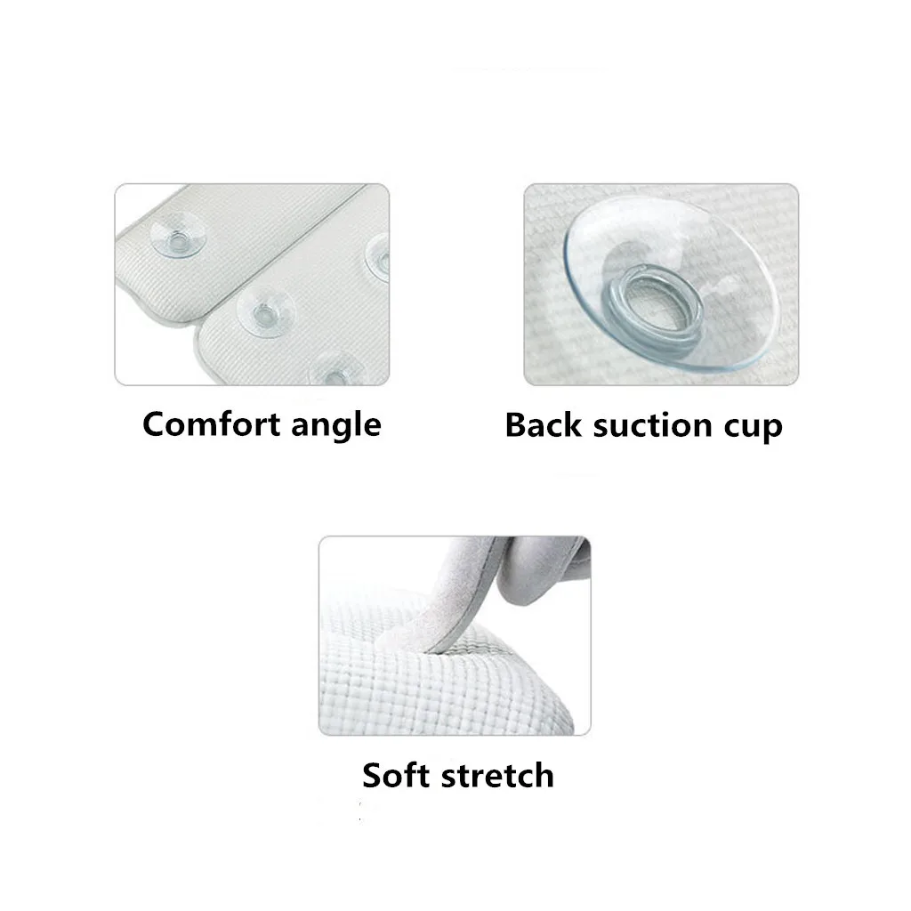 1PC Bath Pillow Neck Back Luxury Waterproof Home Spa Bath Pillow Non-Slip Comfort PVC Cover and Sponge Filling Bath Cushion