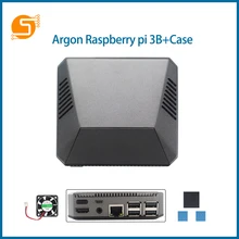 S ROBOT Argon Raspberry Pi 3  Case Removable Magnetic GPIO Cover Metal Shell+Cooling Fan Heat Sink for RPI 3B+/3B  RPI162