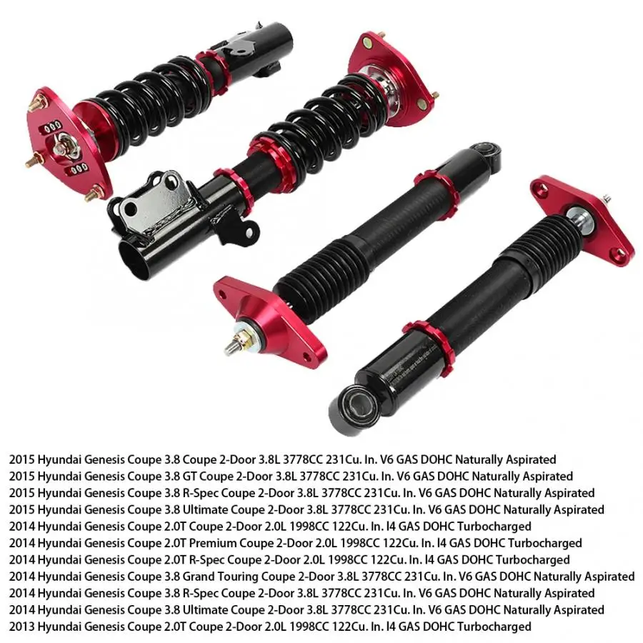 Амортизатор стойки 4 шт. Coilover амортизационная стойка комплект подходит для Hyundai Genesis Coupe 11-15 2-дверный модели только для автомобиля
