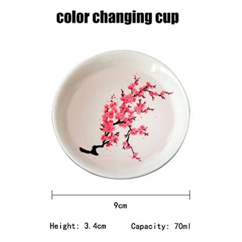 Magic Sakura Sake Cup Color Change with Cold/Hot Water-See Peach Cherry Flowers Bloom Magically Sakura Blossom Tea Bowl NIN668