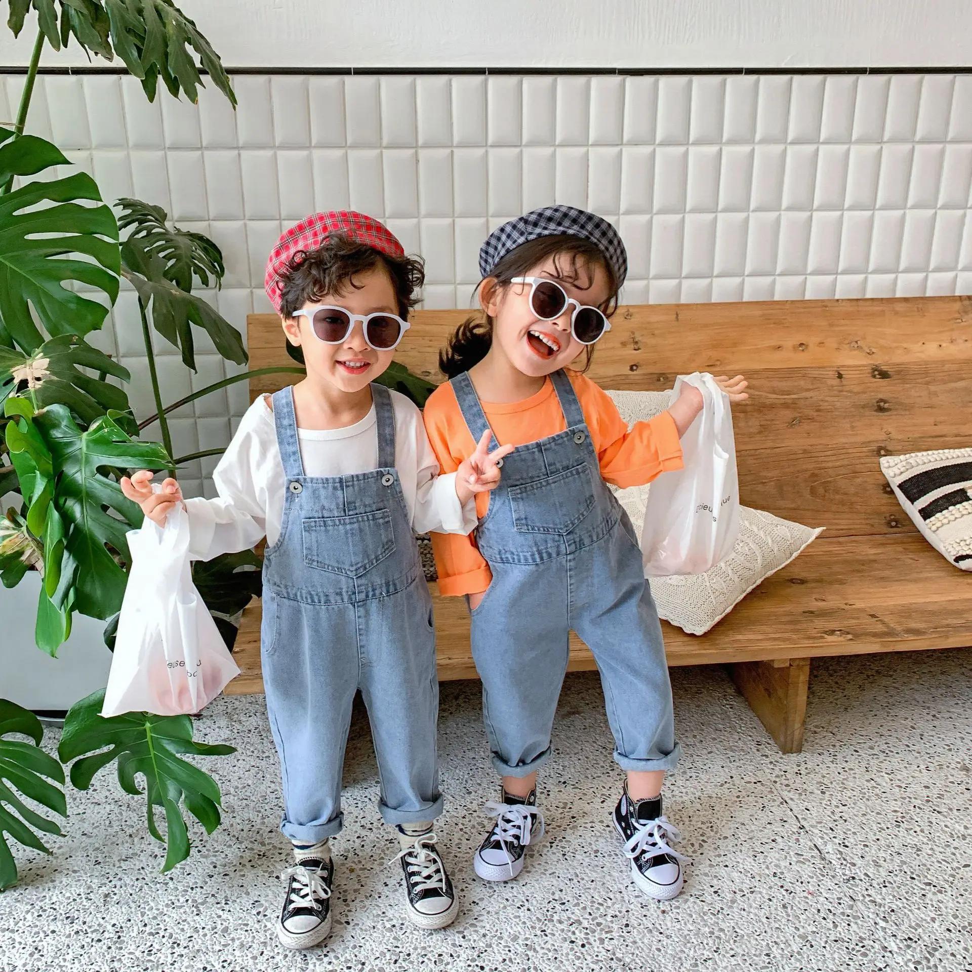 

XINI MOMMY 2020 Spring Autumn Cute Pocket Trousers Bib kids pants teenage boy clothes toddler leggings girl leggings Y122
