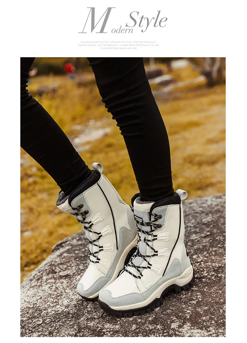 Модные женские ботинки высокое качество, высота до середины голени, зимние ботинки Для женщин на шнуровке; удобная Уличная обувь; нескользящая подошва; резиновые сапоги