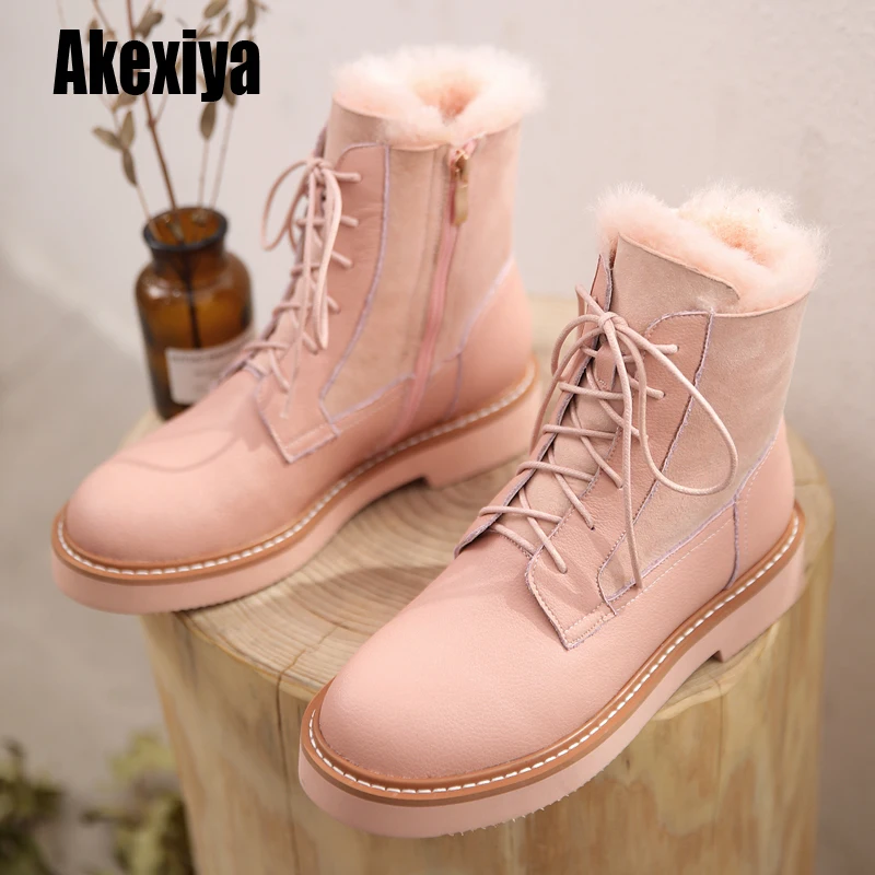 

2020 Genuine Leather Women Boots zipper Women's boots Female Motorcycle Warm snow boots Fashion Boots Women Botas Mujer k993