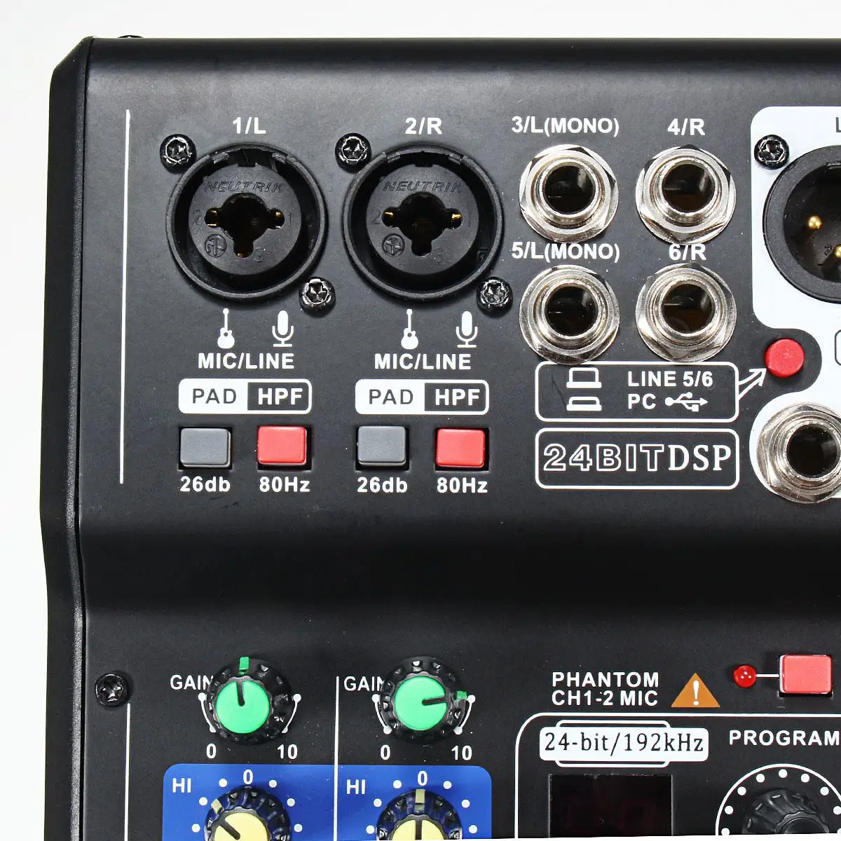 LEORY 6-канальный караоке цифровой слуховой аппарат встроенный 48V Phantom Мощность мини-микрофон аудио микшер с USB