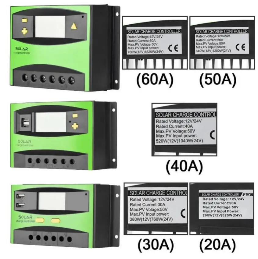 30A ШИМ Солнечный контроллер 12 в 24 В Авто 48 в двойной 5 в USB выход с регулятором заряда батареи ЖК-дисплей Быстрая