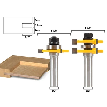 

2pcs 1/4 Inch Shank Tongue Groove Router Bits Set T-shape Wood Milling Cutter