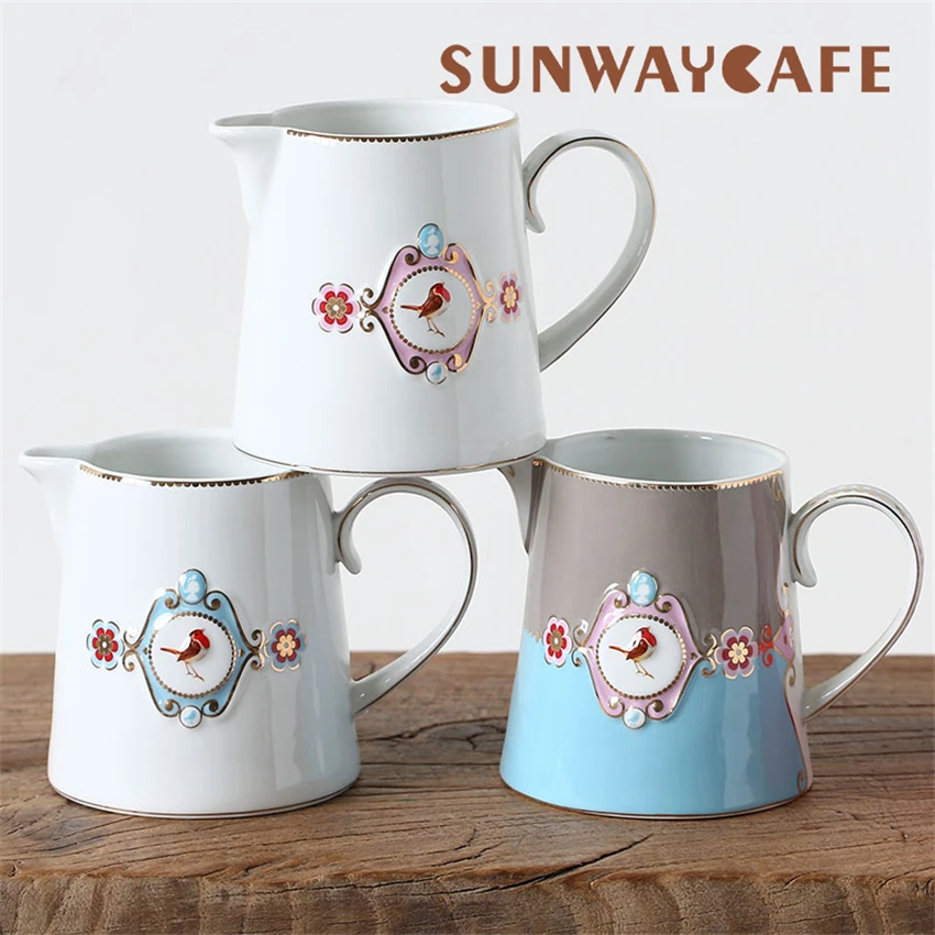 

150ML Coffee Ceramic Milk Jug Creamer Frothing Pitcher Pull Flower Cup Coffee Milk Frother Small Milk Pot For Barista