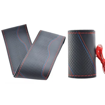 

PU Leather Car Steering Wheel Cover Anti-slip 38cm Car Steering-Wheel Braid Stitch On Wrap Interior Accessories