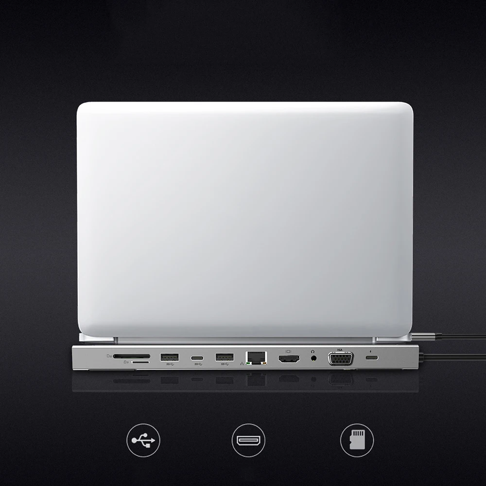 Концентратор USB type C-3,0 USB-HDMI RJ45 usb-хаб для MacBook Pro Аксессуары USB разветвитель Мульти 10 портов type C концентратор USB-C