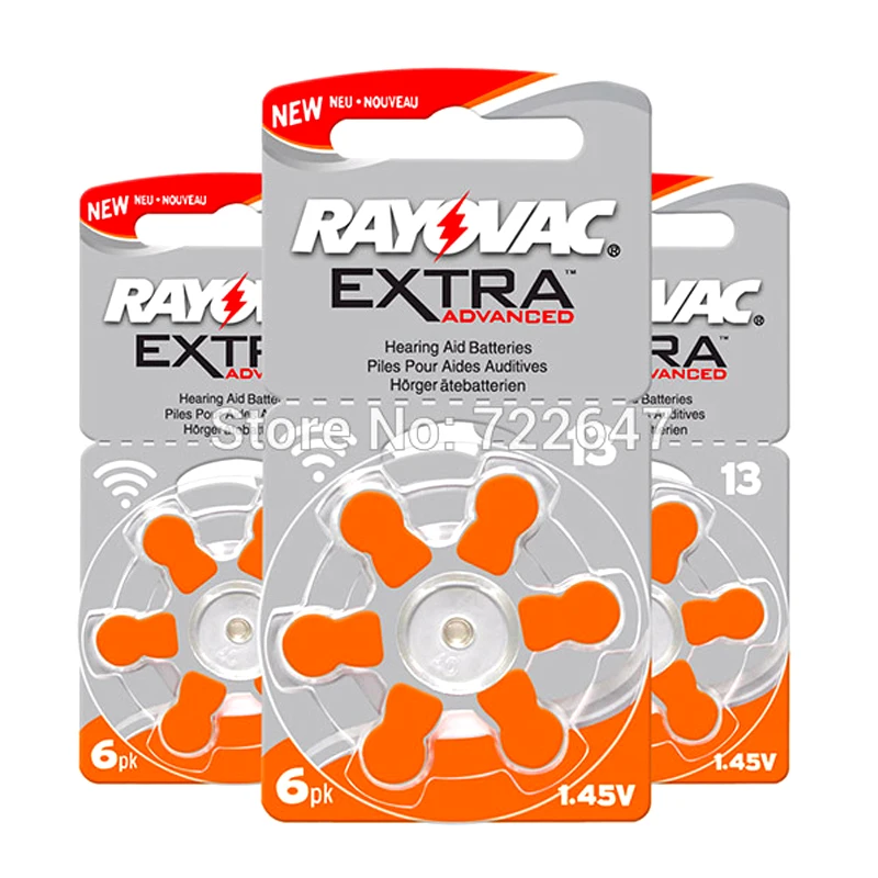 60 x Rayovac Extra Hearing aid Batteries 13 a13 13a P13 PR48 High Power UK 1.45V Zinc Air Battery for BTE Aids | Красота и здоровье