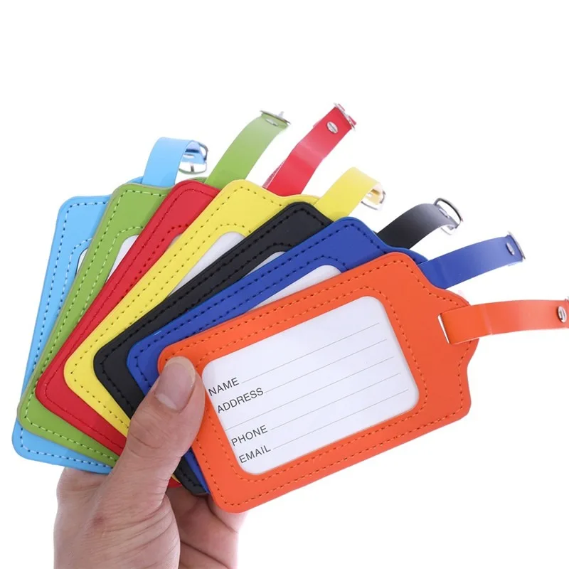 Colorful PU Leather Luggage Tag Cover Boarding Pass Suitcase ID Address Holder Baggage Boarding Label Travel Accessories 2