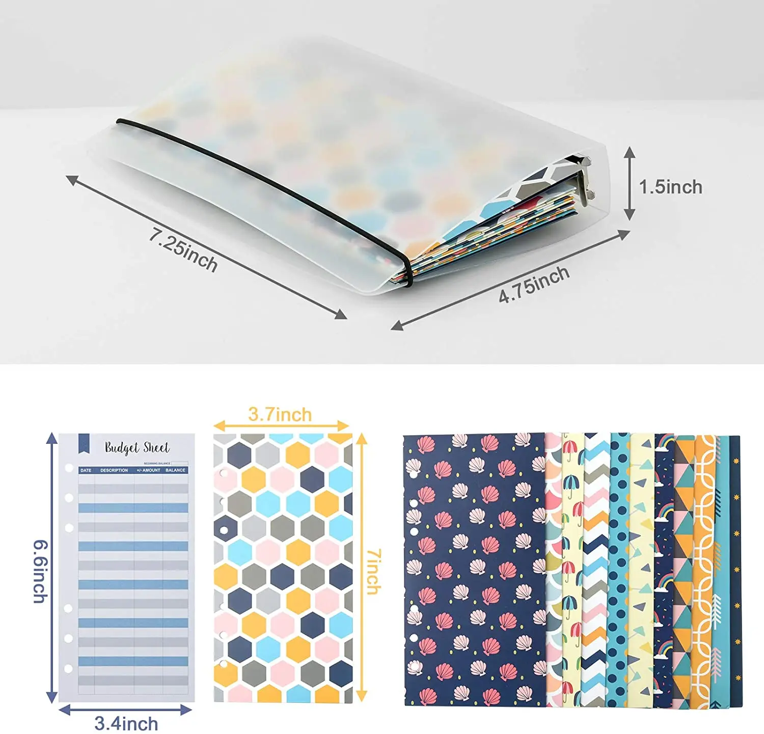 27 Piece A6 Plastic Folder Budget Cash Envelope System Budget Planning Expenditure Budget Sheet and Labels for Bills Notepad