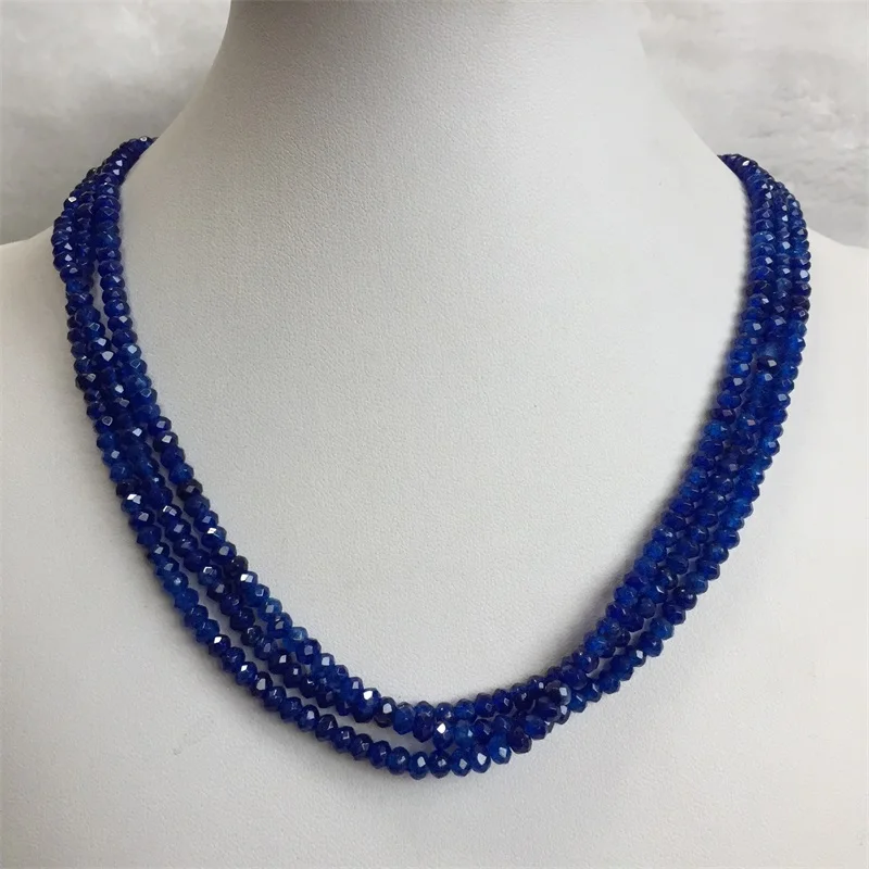 Emerald Jade Beaded Choker Necklace with Sapphire Accents