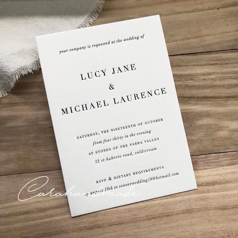  CA0886 Simple Letterpress Wedding Invitations - 32858182137