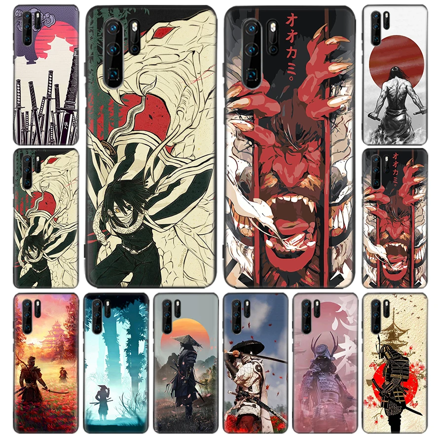 Роскошный японский чехол Capa Samurai для Huawei P30 Lite P40 P20 Pro Mate 20 10 30 40 P Smart Z Plus + мягкая