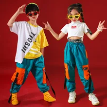 Хип-хоп, Детские джазовые танцевальные костюмы для девочек и мальчиков, одежда для бальных танцев, костюмы для сцены, Одежда для танцев, футболка, штаны